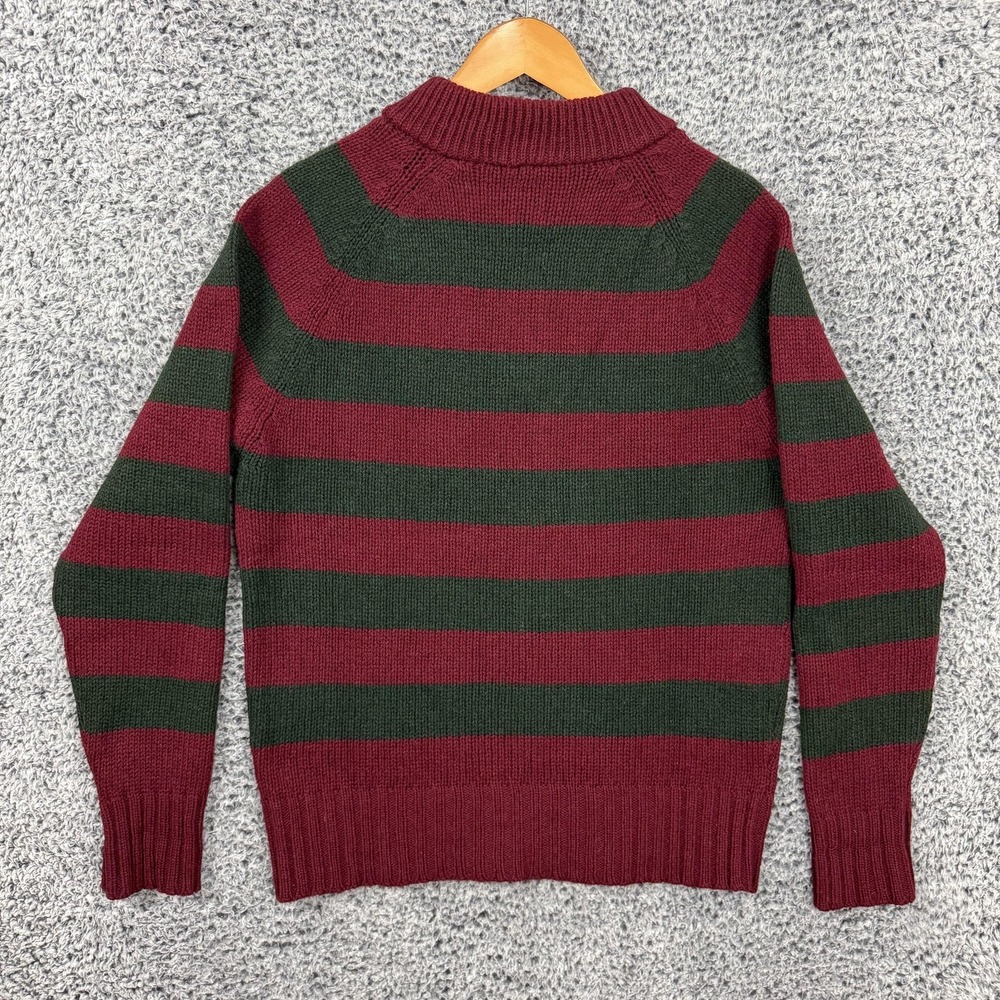 Boston Traders Sweater Mens XL Red Green Stripe Wool Blend Henley Mock Neck XL - Picture 2 of 11